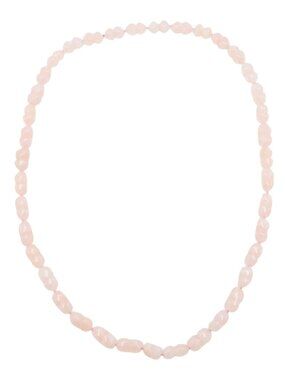 Natural Rose Quartz Carved Bead 32.5 Inch Hand Knotted Pink Gemstone Necklace